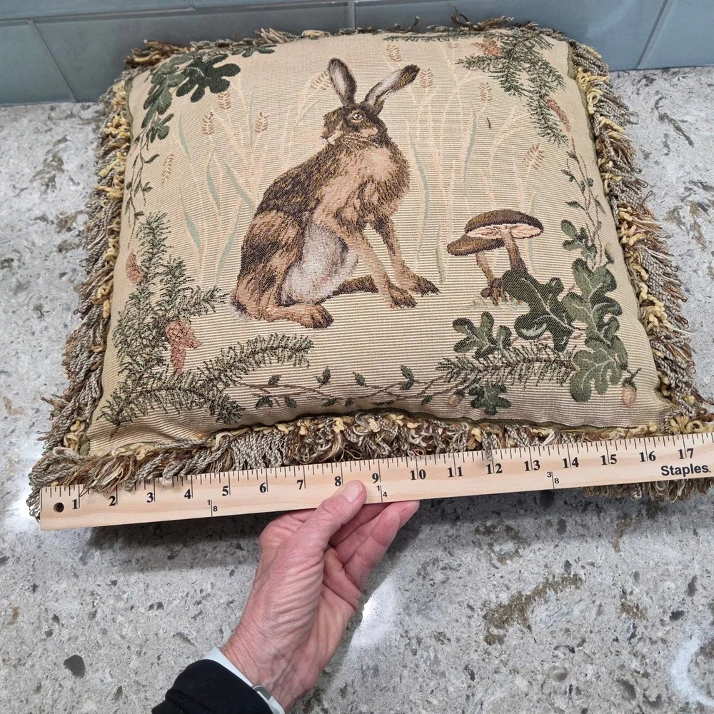 Vintage Charlotte Home Furnishings The Hare I French Tapestry Rabbit Pillow Trim